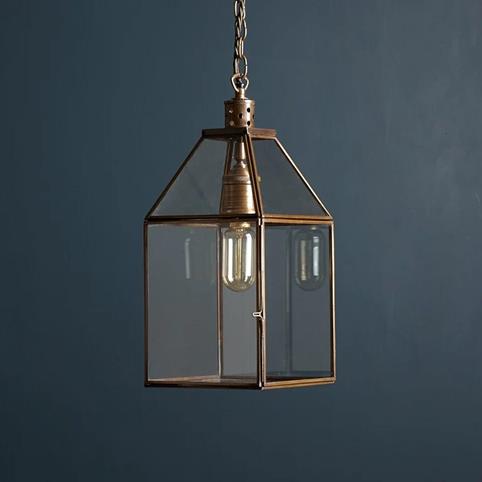 MEDIUM CARRINGTON Vintage Style Lantern Pendant Light in Antique Brass