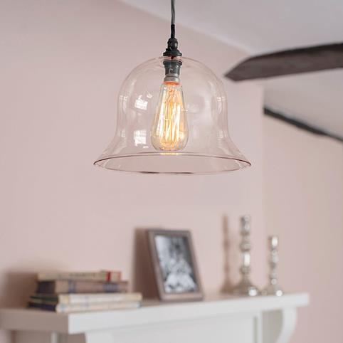BODIUM LARGE Bell Shaped Clear Glass Pendant Light in Bronze