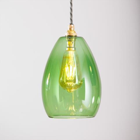 OVAL COLOURED GLASS Pendant Light in Green