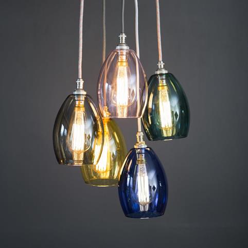 UNIQUE COLOURED OVAL Glass Cluster Pendant Ceiling Light in Nickel