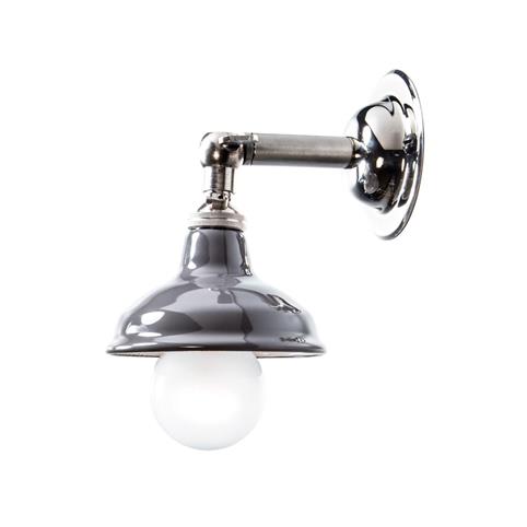 INDUSTRIAL SMALL Maria Silver Wall Light with Grey Shade in Silver