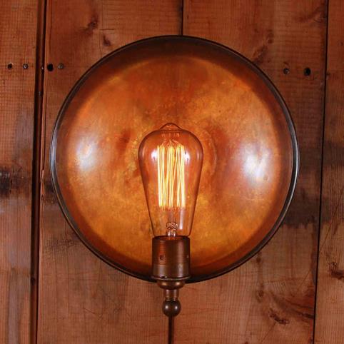 DISH Unique Industrial Wall Light in Antique Brass