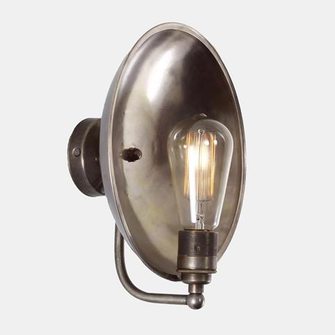 DISH Unique Industrial Wall Light in Antique Silver