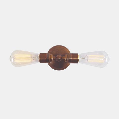 INDUSTRIAL Vintage Double LED Wall Light in Antique Brass