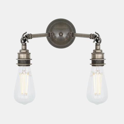 BESPOKE DOUBLE ARM Industrial Wall Light in Antique Silver