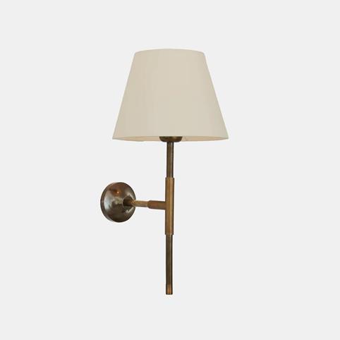 ASTER CLASSIC Antique Brass Shaded Wall Light in Cream