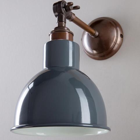 CLASSIC GREY Adjustable Straight Arm Wall Light in Antique Brass