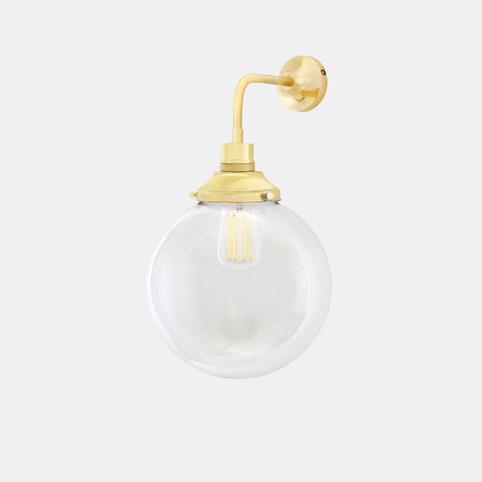 SIMPLE 25CM Clear Glass Globe Wall Light in Polished Brass