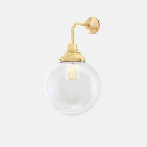 SIMPLE 25CM Clear Glass Globe Wall Light in Satin Brass