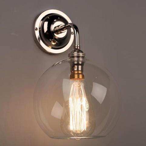 LENHAM Contemporary Wall Light with Clear Glass Shade in Nickel