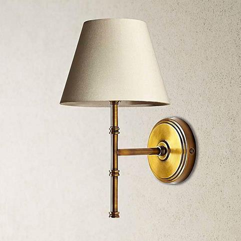 ESME Fabric Shaded Antique Brass Wall Light in Cream