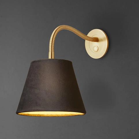 PHOEBE FLEXIBLE Antique Brass Grey Shaded Wall Light in Antique Brass