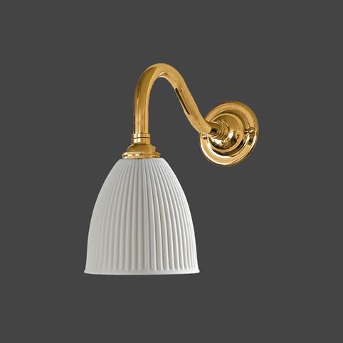 CERAMIC White Swan Neck Wall Light in Polished Brass