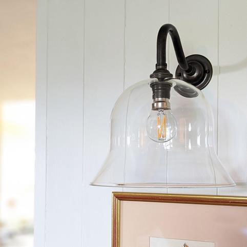 BODIUM LARGE Clear Glass Bell Shaped Wall Light in Bronze