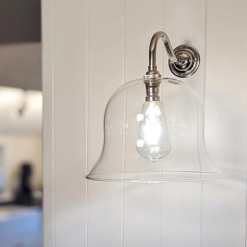 BODIUM LARGE Clear Glass Bell Shaped Wall Light in Nickel