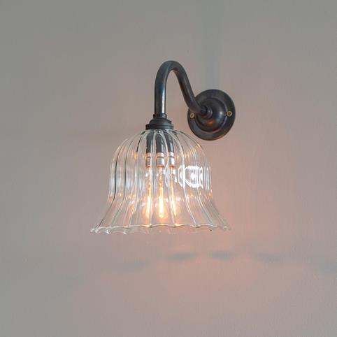 BODIUM Bell Shaped Handblown Ribbed Glass Wall Light in Bronze