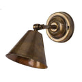 Henley Adjustable Wall Light in antique brass with rotatable bell-shaped shade and dimmable feature