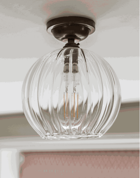 Soho Medium Ribbed Glass Shade Flush Ceiling Light