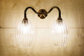 Camber ribbed glass shade on double arm swan neck fitting