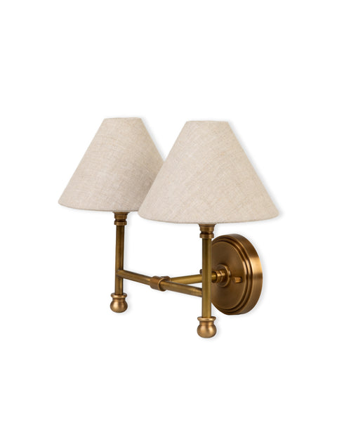 Kelmscot Double Wall Light - Antique Brass