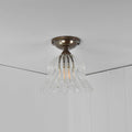 Bodium small ribbed glass shade flush ceiling light with bronze fixture and flower-inspired design