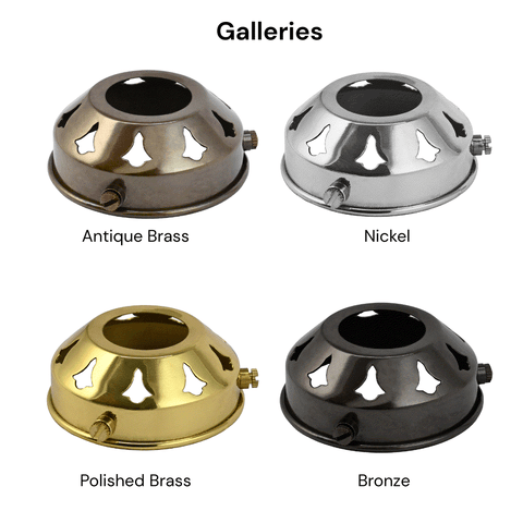 Four galleries in different finishes on a white background