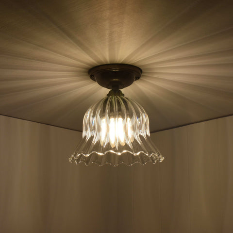 Bodium Small Ribbed Glass Shade flush ceiling light with ribbed glass and flower-inspired design