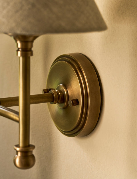 Kelmscot Double Wall Light - Antique Brass