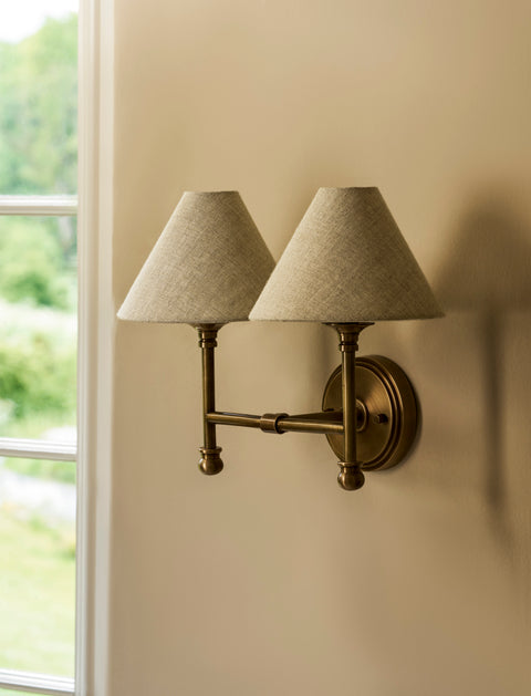 Kelmscot Double Wall Light - Antique Brass