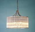 Artemis Chandelier pendant light with brass frame and ribbed glass rods, modern vintage ceiling fixture