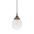 Laguna Bathroom Pendant 20cm with clear glass globe and vintage bulb for modern bathroom and kitchen lighting