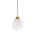 Laguna Bathroom Pendant light with clear glass globe and brass finish for bathrooms and kitchens