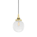 Laguna Bathroom Pendant light with clear glass globe and brass finish, modern and elegant design for bathrooms and kitchens