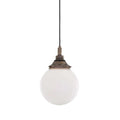 Laguna Bathroom Pendant light with frosted glass globe and metal fixture hanging from black cord