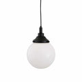 Laguna Bathroom Pendant light with white glass globe and black fixture for bathrooms and kitchens