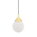 Laguna Bathroom Pendant light with frosted glass globe and gold fixture suspended by black cord