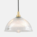 Maris Bathroom Pendant Light with prismatic glass shade and brass finish, water-resistant for bathroom and outdoor use