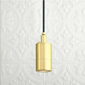 Ennis IP44 Spot Pendant Light in solid brass with black cable, modern cylindrical design for bathroom or kitchen lighting