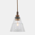 Bo Bathroom Pendant Light with clear glass teardrop shade, water-resistant design for bathrooms and outdoor spaces.