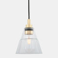 Clear glass Bo Bathroom Pendant Light with brass fittings and warm bulb