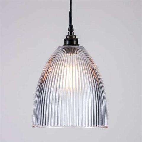 The Strand Bathroom prismatic glass pendant light with IP44-rated cable, medium size, vintage-inspired design