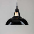 Tilbury Bathroom Factory Pendant Light black industrial style ceiling light with exposed bulb and sleek black flex