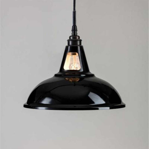Tilbury Bathroom Factory Pendant Light black industrial style ceiling light with exposed bulb and sleek black flex