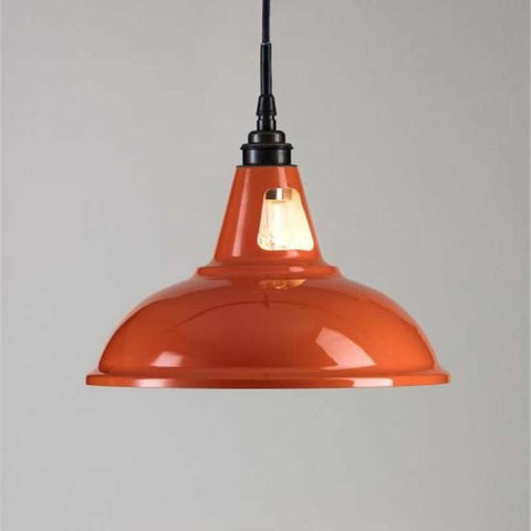 Orange Tilbury Bathroom Factory Pendant Light with black flex and industrial design