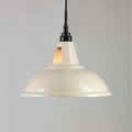 Tilbury Bathroom Factory Pendant Light industrial style with cream shade and black suspension cable