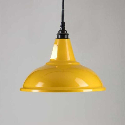 Tilbury Bathroom Factory Pendant Light in vibrant yellow with industrial design and black flex cable