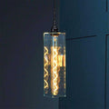 Bramley Bathroom clear long glass pendant light with decorative LED bulb, elegant and minimalist design