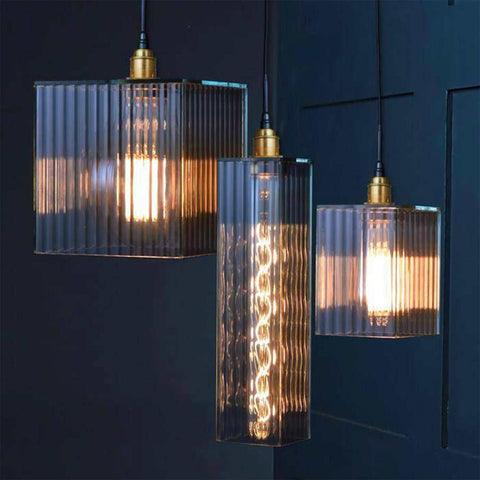 Bramley Bathroom reeded glass globe pendant lights with Art Deco design and warm illumination