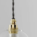 Bodium small clear glass bathroom pendant light with brass fittings and braided cord