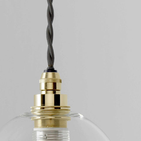 Bodium small clear glass bathroom pendant light with brass fittings and braided cord